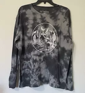 Fifth Sun T Shirt Men Extra Large Blue Tie Dye Howling Wolf Cactus Mountain Moon - Picture 1 of 10