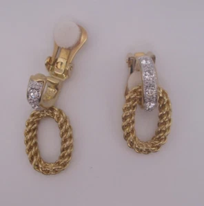 KJL Kenneth Jay Lane day & night clip on drop dangle huggie hoop earrings e9 - Picture 1 of 6