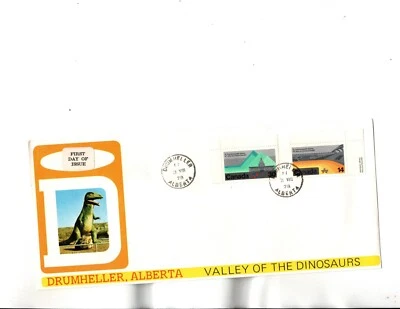 Sc#757,758  FDC DRUMHELLER,AB-Valley of  the DINOSAURS  cachet - Image 1 of 2