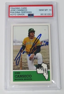 Tarjeta de novato menor Fritsch 1983 autógrafo firmado por José Canseco A 13 PSA 10 automática - Imagen 1 de 4