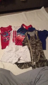 Patriotic 4th of July Tee & Denim Shorts 7/8 shorts & blouses lot bundle - Picture 1 of 8
