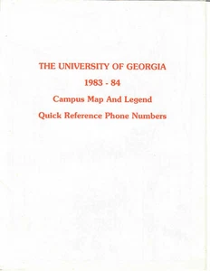Athens - The University of Georgia 1983-84 Campus Map and Legend Quick Reference - Picture 1 of 2