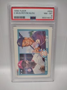 ⚾Graded RC MOISES ALOU & CHUCK McELROY 1990 FLEER #650 ROOKIE CARD PSA 8 MLB