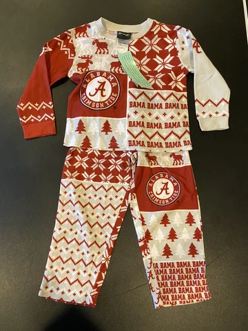 Alabama Crimson Tide Bama 3T Toddler’s PJs New Christmas Pajamas Double Sided Cover