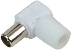 TV Tnt RF Coaxial 90° Degrés Angle Droit Aérienne Blanc Prise Mâle Pour Câble - Photo 1/3