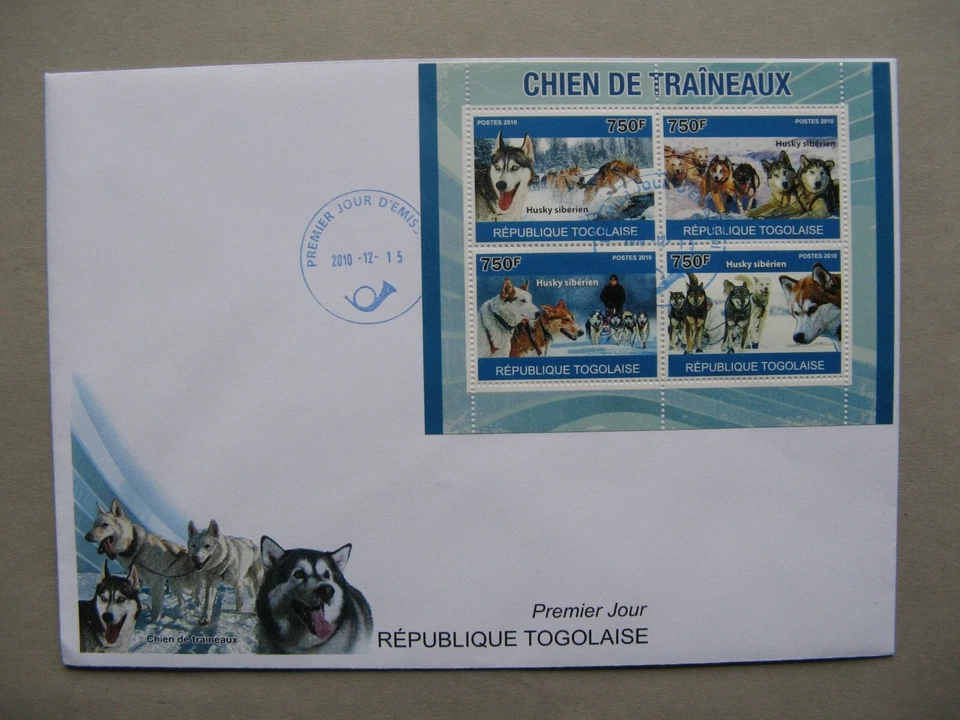 TOGO, cover FDC 2010, S/S sledge-dogs husky - Image 1 of 1