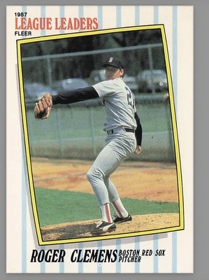 1987 Fleer League Leaders #10 Roger Clemens Boston Red Sox Baseball - Image 1 of 2