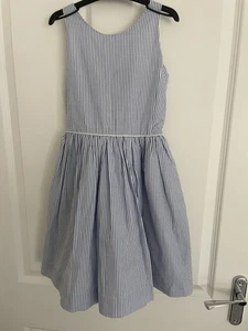 RALPH LAUREN BLUE/WHITE S/SUCKER STRIPED DRESS AGE 6Y BOW BACK DETAIL-£145 - Picture 1 of 15