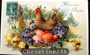 Christine Nr. 36 AK alte Prägung Frohe Ostern Küken Ei geschrieben - Bild 1 von 2