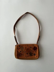 Prada Shoulder Bag orange Leather Leaf motif FW1999 Used archive vintage Auth - Picture 1 of 6