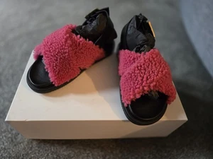 Pollini faux fur slide sandals Leather upper & inner UK Size 3 - Picture 1 of 9