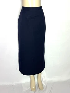 TALBOTS VINTAGE NAVY BLUE 100% WOOL FULLY LINE MIDI SKIRT SZ 12 - Picture 1 of 3