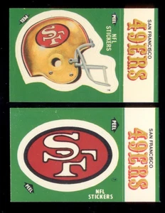 1986 Fleer Action SAN FRANCISCO 49ERS Green Helmet & Logo Sticker Set - Picture 1 of 1