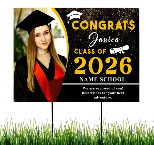 Graduation Yard Sign Custom Photo Class of 2026 Congrats Grad Lawn Sign ...