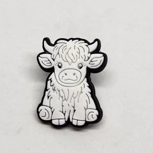 White Cow Option 5 Rubber Pin Black Tone Backing Lapel Backpack Hat Brooch - Picture 1 of 3