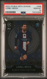 2022-23 Topps Match Attax UEFA LIONEL MESSI Black Edge Edition PSA 10 Gem Mint - Picture 1 of 2