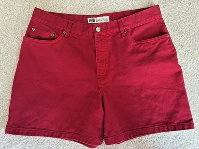 Pantalones cortos de jean Misses talla 10, 32 cintura, tiro medio 10,5, rojo gloria desteñido 100 % algodón Foto 1 de 4