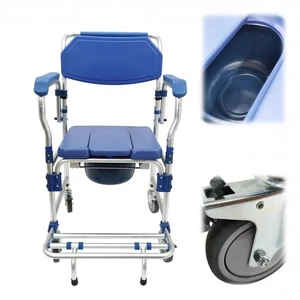 Folding Commode Chair Elderly Potty Chair Patients Bathroom Safety Toilet Chair - Picture 1 of 19