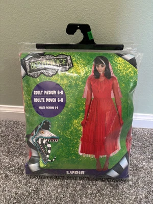 Beetlejuice Lydia Red Wedding Dress Halloween Costume Adult Size Medium New - Image 1 of 2