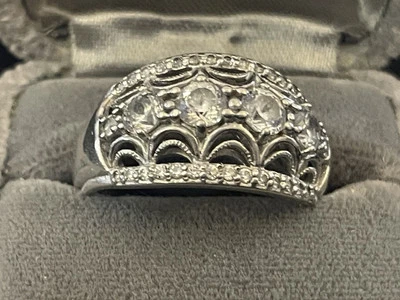 Anillo Tacori IV Público Circonita Plata de Ley 925 6,4 Gramos Talla 8 1/2 🌺🌺 Foto 1 de 4