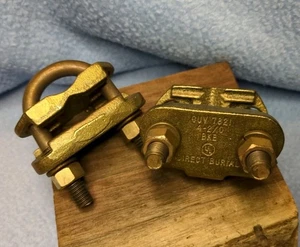 (2) Blackburn GUV 7821 U-Bolt Copper Grounding Clamp 4-2/0 AWG 7/8 Rod BKB NOS - Picture 1 of 5