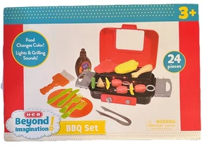 Kids BBQ Pretend Play Kitchen Food Toys Cooking Play Set 24 Pc Fun Toy Gift - Picture 1 of 3