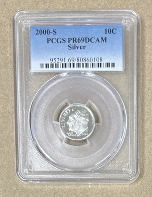 2000 S 10C Silver Roosevelt Dime PCGS PR69 DCAM - Image 1 of 2