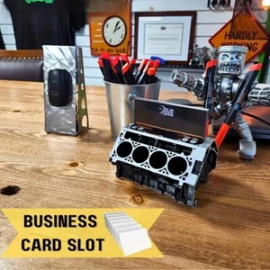 Visitenkarten & Stifthalter, Motorblock Schreibtisch Organizer Porta Lapices Stifthalter - Bild 1 von 8