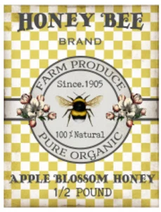 Vintage Image Pure Fresh Honey Bee Labels Furniture Transfer Decals LAB442 - Picture 1 of 6