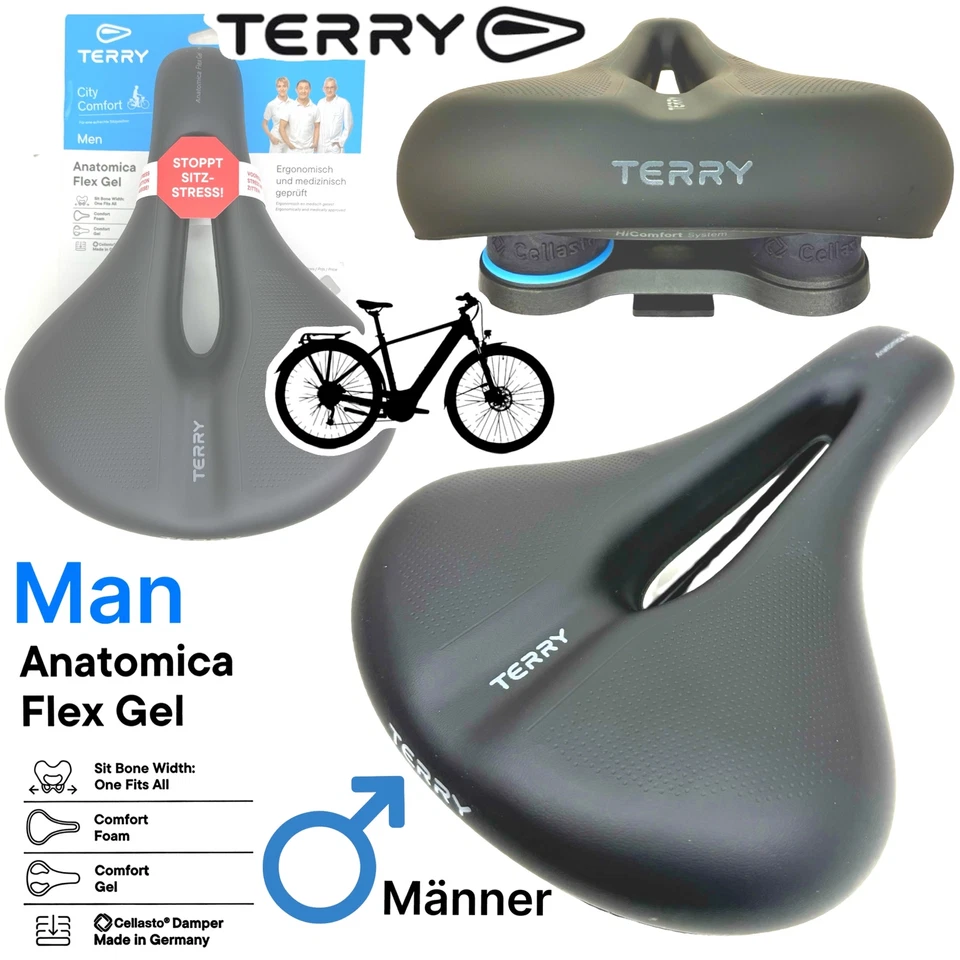 Terry Selle De Vélo Anatomica Flex Gel Max Confort Ville Tour E-Bike Hommes - Photo 1/4
