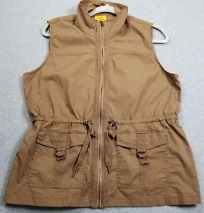 Ruby Rd. Utility Vest Women’s Medium M Brown Sleeveless Full Zip Safari Stretch - Picture 1 of 16