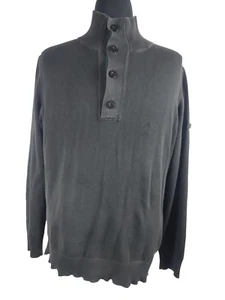 Strellson Grey Cotton Tight Knit Button High Neck Men's Jumper Sweater Size XL - Picture 1 of 14