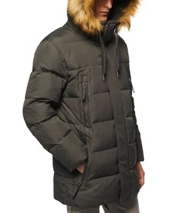 Marc New York Men’s Long Snorkel Down Coat with Faux-Fur Trim Large - Picture 1 of 1