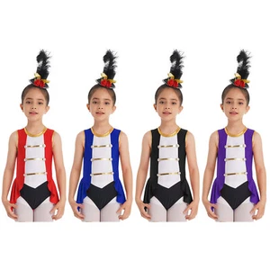 Girls Sleeveless Dance Leotard Circus Ringmaster Cosplay Fancy Dress Halloween - Picture 1 of 61