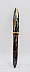 Sheaffer Vintage White Dot Brown Stripe Military Clip Fountain Pen-restored-med - Picture 1 of 6