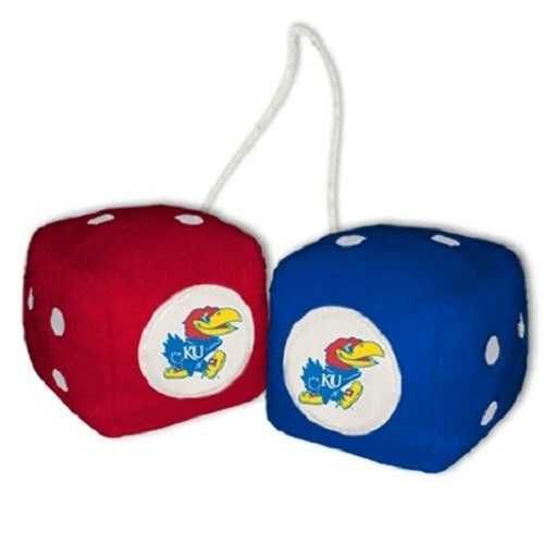 Kansas Jayhawks 3" Fuzzy Dice - NCAA - Image 1 of 1