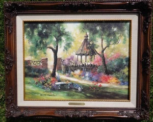 Marty Bell Signed & Numbered Canvas Print "Goldfinch Garden" Hand Signed on Back - Picture 1 of 3