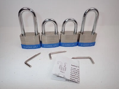 US Hardware Supply 4 Number Combination Padlocks 2 Sizes Hardened Steel 4 each - Image 1 of 4