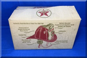 VINTAGE 1960s TEXACO BATTERY OPERATED TOY FIRE CHIEF RED HELMET FREE SHIPPING - Picture 1 of 11