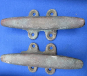 Vtg Wilcox Brass 5" Marine Boat Rope Cleat Pair - Picture 1 of 8