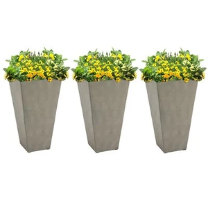 3 Pack 28" Tall Plastic Planter Large Taper Outdoor Patio Garden Flower Pot - Picture 1 of 9