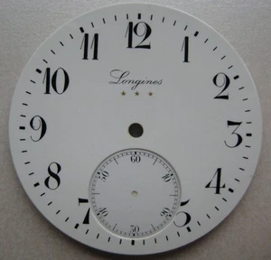 Vintage Longines Cronógrafo Reloj de Bolsillo Porcelana Esfera Dia 43.35MM NOS - Picture 1 of 5
