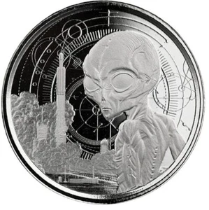 2021 Ghana Alien Proof-like 1/2 oz .999 silver coin Scottsdale Mint in capsule - Picture 1 of 4