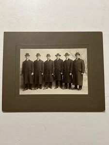 VTG Cabinet Photo Handsome Pinkerton Men, Hat & Overcoats, Rockford Illinois - Picture 1 of 2
