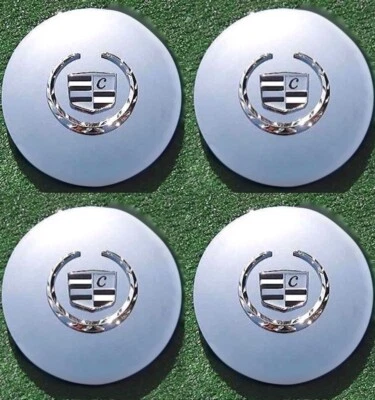 4 НОВЫХ хромированных центральных колпака для Cadillac подходят для оригинальных колес Deville Eldorado SLS DHS DTS - Изображение 1 из 4