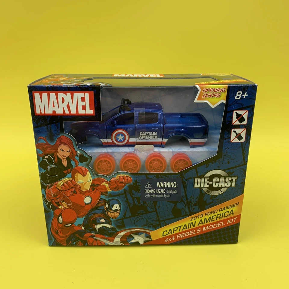 Ford Ranger Capitán América 2019 Marvel 4x4 ¡Kit modelo rebeldes! Metal fundido a presión nuevo en caja Foto 1 de 2