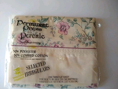 Hoja Plana Doble West Point Pepperell Percale 1 180 TC ROSA FLORAL De Colección Foto 1 de 4