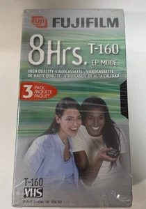 Paquete de 3 medios en blanco Fujifilm VHS 8 horas T-160 - Imagen 1 de 4