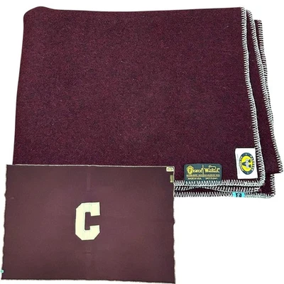 Vintage Pearce Woolrich Wool Blanket Stadium Camp Throw Varsity Maroon Carolina - Image 1 of 4
