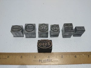 KONVOLUT 7 ALTE DRUCKSTÖCKE BUCHDRUCKBLÖCKE GAS ÖL Texaco Golf Esso - Bild 1 von 7